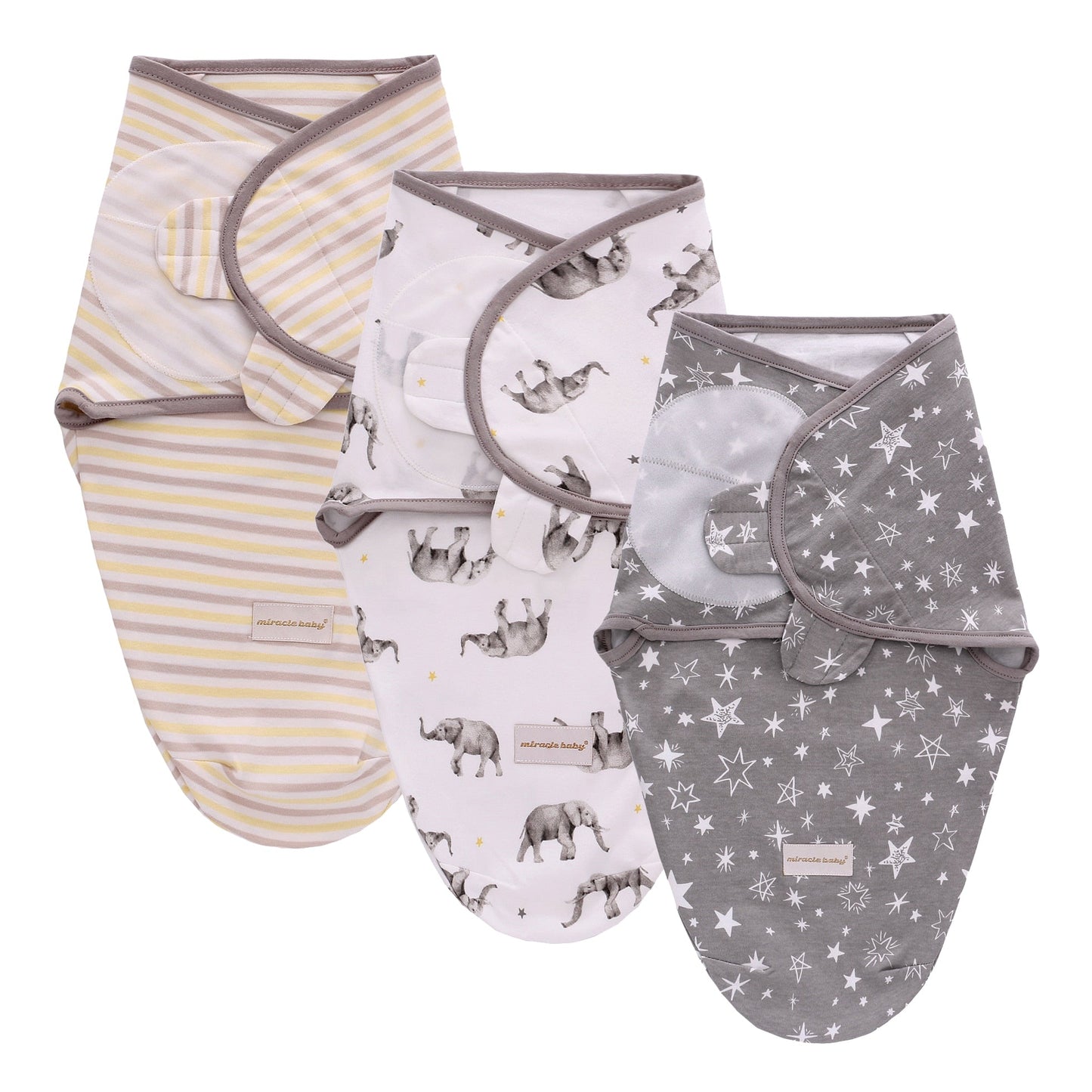 Velcro Swaddles and Matching Hats- Set of 3