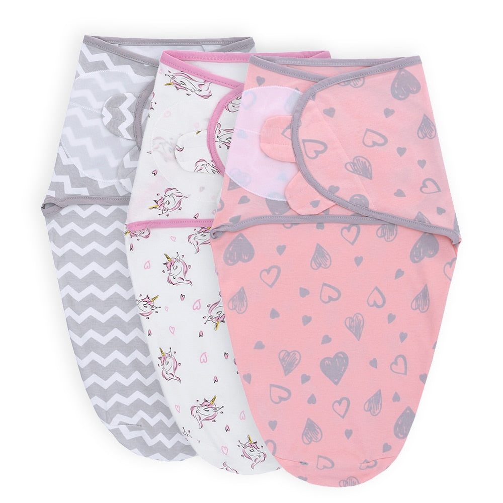 Velcro Swaddles and Matching Hats- Set of 3